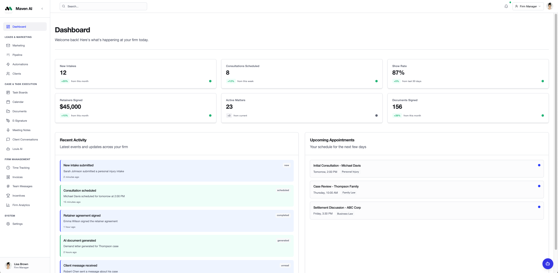 Firm Management Dashboard